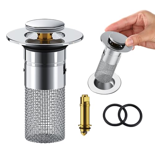 Abflussstopfen Waschbecken mit Haarsieb, Waschbeckenstöpsel für Waschbecken für 34-40mm Abfluss Ablauf, Sink Bounce Core Drain Strainer Universal Abfluss Haarfänger (1) von ComedyKing