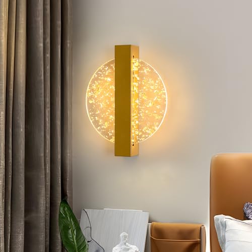 Wandleuchte Innen LED, Gold Kreativität 12W 1500LM Rund LED Wandlampe Warmes Weiß 3000K, Wandleuchte Innen Modern, Wandbeleuchtung Innen für Wohnzimmer, Schlafzimmer, Treppenhaus, Flur von Comely