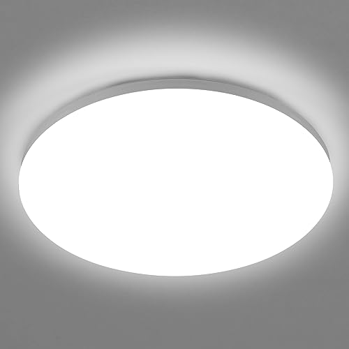 Comely Badezimmer LED Deckenleuchte, IP54 Wasserdicht 24W 2700LM Modernität Runde LED Deckenlampe, 6500K Kühle Weiße Licht Deckenhalterung für Schlafzimmer, Badezimmer, Küche, Dia 30cm von Comely