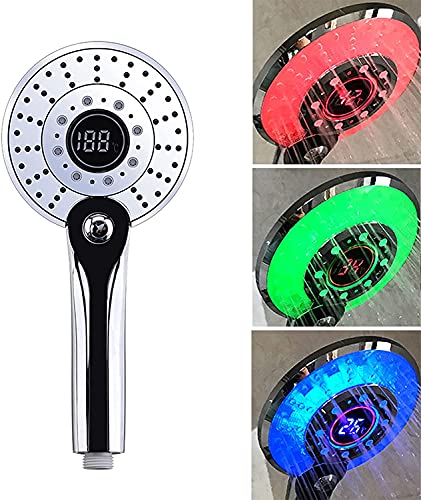 LED Duschkopf, Regendusche 3 Farben Farbwechsel Temperaturregelung, Handbrause mit Digital Temperaturanzeige, Gross, Wassersparend, Druckerhöhend Brausekopf, chrom LED Duschkopf, Regendusche 3 Farben Farbwechsel Temperaturregelung, Handbrause mit Digital Temperaturanzeige, Gross, Wassersparend, Druckerhöhend Brausekopf, chrom von Comely