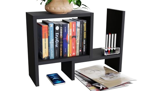 ComfortCove Verstellbares Bücherregal, Schreibtisch-Bücherregal, Schreibtisch-Organizer, Freistehender Schreibtisch Organizer, Küchen Organizer, Büro-Aufbewahrungsregal, Schwarz von ComfortCove