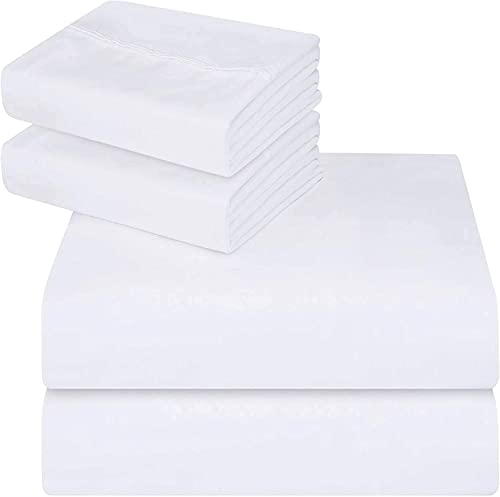 ComfyWell Bettlaken für King-Size-Betten, weißes Spannbetttuch, Tiefe Tasche, 35 cm, weich gebürstetes Mikrofasergewebe, einlauf- und lichtbeständig. Kingsize-Bett (150 x 200 cm), weiß von ComfyWell