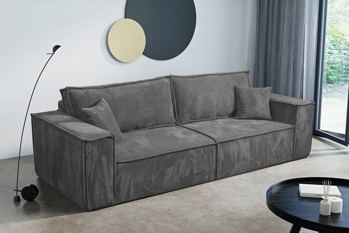 Compleo Schlafsofa MONA mit Bettkasten und Bettfunktion, Cordstoff, 3-Sitzer Sofa, Breite: 255 cm von Compleo