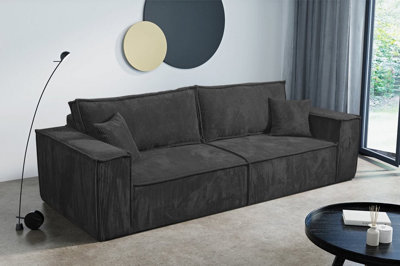 Compleo Schlafsofa MONA mit Bettkasten und Bettfunktion, Cordstoff, 3-Sitzer Sofa, Breite: 255 cm von Compleo