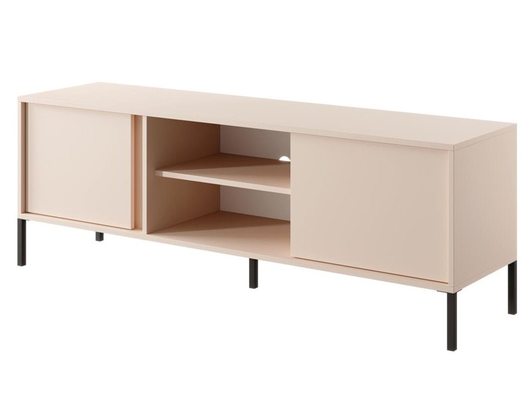 Compleo TV-Schrank Beige RTV Kabinett NINA, Hoch, Metallfüße, Modern design von Compleo