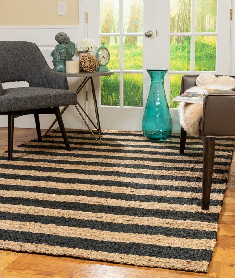 Teppich 00021A ELT, Beige,Schwarz, 160 x 240 cm, 100% Jute, Conceptum Hypnose von Conceptum Hypnose