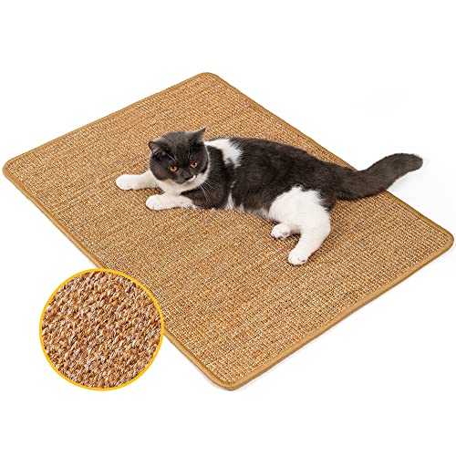 Conlun Kratzmatte Katze Wand,Natürlich Sisal Kratzteppich Katze,Horizontale Kratzmatte für Katzen,Katzenboden Kratzpad,Katzen Kratzmöbel,Ecken Kratzschutz für Sofas&Couch(L, 80x60 cm) von Conlun