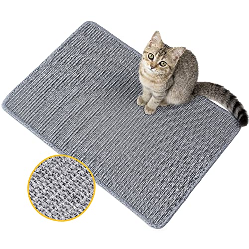 Conlun Kratzmatte Katze Wand,Natürlich Sisal Kratzteppich Katze,Horizontale Kratzmatte für Katzen,Katzenboden Kratzpad,Katzen Kratzmöbel,Ecken Kratzschutz für Sofas&Couch(M, 60x40 cm) von Conlun