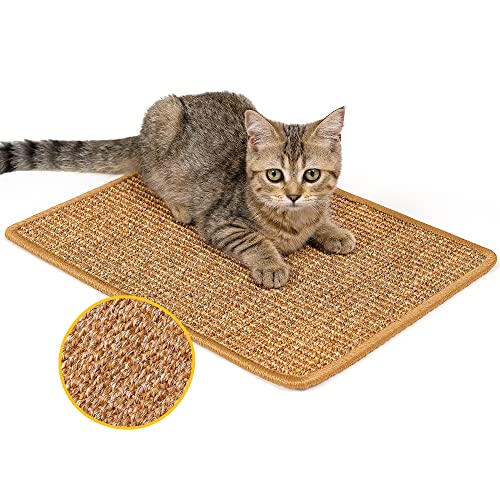 Conlun Kratzmatte Katze Wand,Natürlich Sisal Kratzteppich Katze,Horizontale Kratzmatte für Katzen,Katzenboden Kratzpad,Katzen Kratzmöbel,Ecken Kratzschutz für Sofas&Couch(XS, 40x30 cm) von Conlun