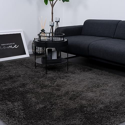 CONSILIO CONCEPT 160 x 230 Teppich Wohnzimmer Anthrazit Hochflor Shaggy langflorig handmade handgefertigt Wohnzimmerteppich modern zertifiziert Made in Germany Design Manufaktur Markenteppich OEKO TEX von Consilio Concept