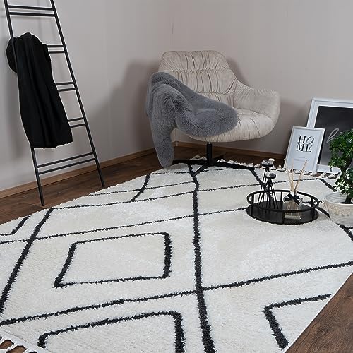 Consilio Concept 200 x 290 Teppich Wohnzimmer Ivory Creme weiß Berber kurzflor Fransen Boho Skandi Designer Marokkanisch Zertifiziert Made in Germany Design Manufaktur Markenteppich Oeko TEX von Consilio Concept