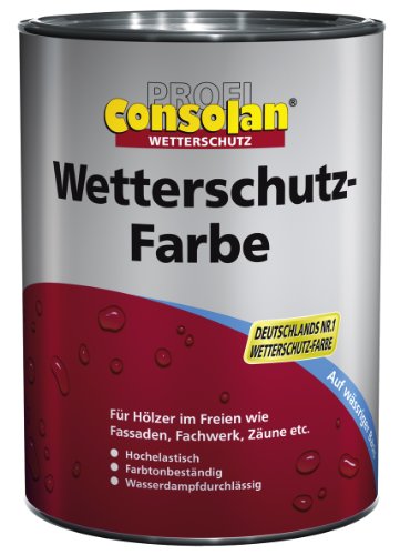 Consolan Profi Wetterschutzfarbe Holzschutz außen 10 Liter, Schwarz, 10 l (1er Pack) von Consolan