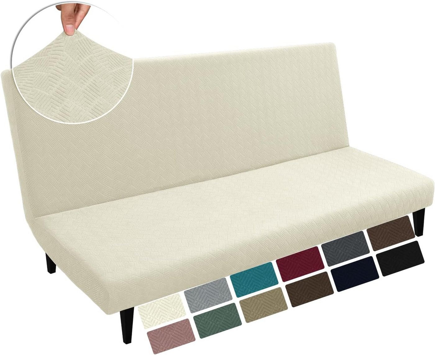 Coonoor Sofahusse Armlose Futon Abdeckung, Hoher Stretch Futon Schutz, für Faltendes Schlafsofa Anti-Rutsch Sofabezug ohne Armlehne Coonoor Sofahusse Armlose Futon Abdeckung, Hoher Stretch Futon Schutz, für Faltendes Schlafsofa Anti-Rutsch Sofabezug ohne Armlehne von Coonoor