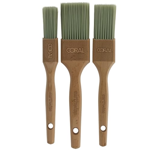 Coral 31857 Earthwise 3-teiliges Pinsel-Set mit umweltfreundlichem FSC-Holzgriff und feinen Filamenten, 2,5 cm, 3,8 cm, 5,1 cm von Coral