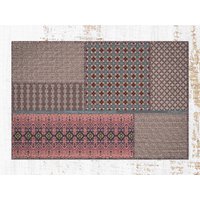 Ethno Patchwork Rosa Vinyl Matte, Linoleum Teppich, Bronze Bodenmatte, Küchenmatte, Teppich Und Matten von CoralHorizon