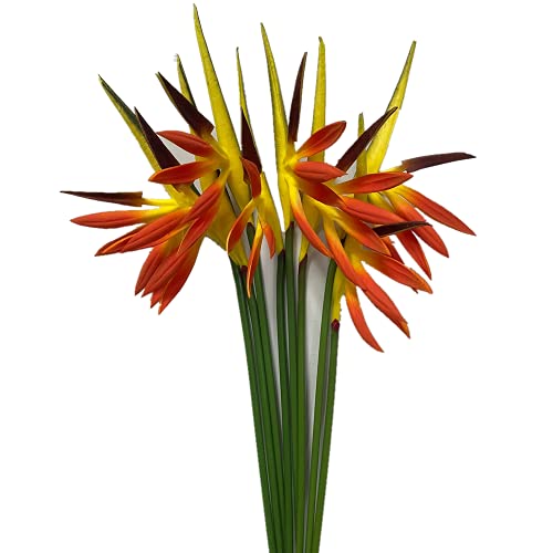 Corkwaw Künstliche Blumen, Paradiesvogel, grüne Pflanze für Zuhause, Garten, Büro, Veranda, Hochzeit, Dekoration, Orange, 8 Stück von Corkwaw