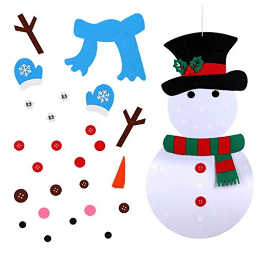 Corlidea 2 DIY-Set Schneemann Weihnachten aus Filz, Schneemann, Filz, Dekoration mit abnehmbaren Ornamenten, Weihnachtsgeschenke aus Filz, für Wand, Tür, Geschenke für Kinder von Corlidea