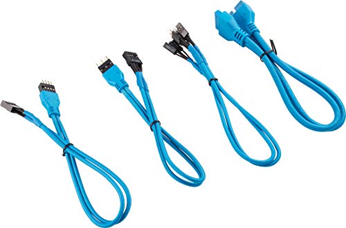 Corsair Premium Sleeved Front Panel Extension Kabel Verlängerungskit, Blau von Corsair