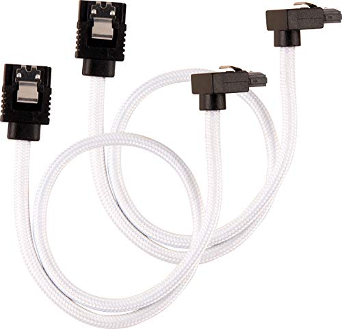 Corsair Premium Sleeved SATA 3 Kabel gewinkelt / gerade (6Gbps, 30 cm 90°) Weiß von Corsair