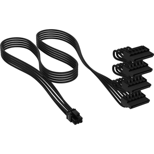 Corsair Premium individuell ummanteltes Typ-5 SATA (4 Stecker) PSU-Kabel – Schwarz von Corsair