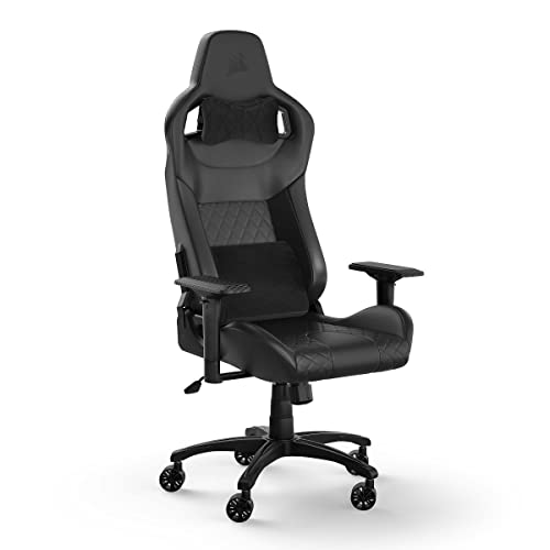 Corsair T1 RACE (2023) Fauteuil Gaming – Inspiré des Sports Automobiles – Revêtement en cuir synt – Armature en Acier – Accoudoirs 4D Hautement Ajustables – Noir von Corsair