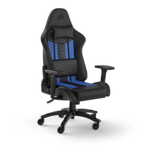 Corsair TC100 Gaming Stuhl, Schwarz und Blau, One Size von Corsair