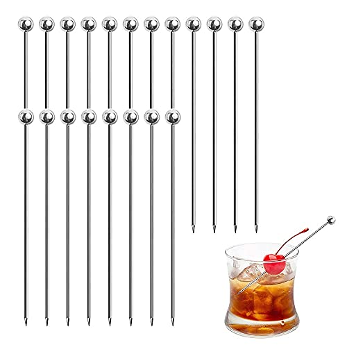 20 Stück Edelstahl Cocktailspieße,Cocktail Sticks Wiederverwendbare Obst-Sticks Obst Dessert Gabel Metall Stirrer für Fingerfood,kleine Snacks,Antipasti und Cocktails von Cosswe