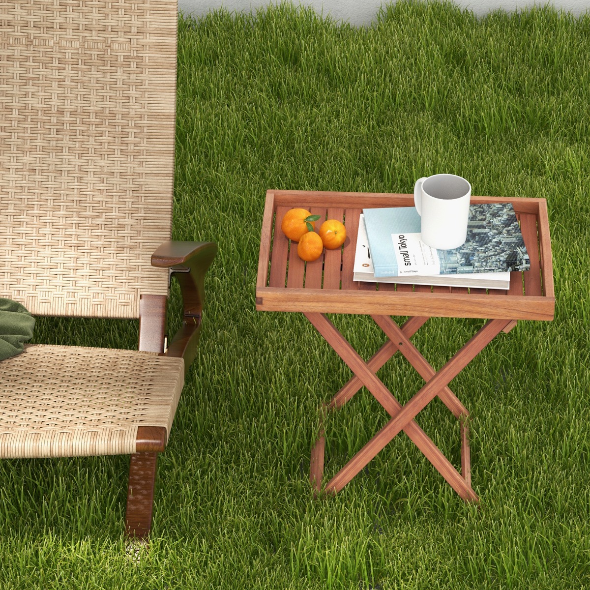 Beistelltisch Akazienholz Gartentisch klein Balkontisch Holztisch mit Lamellen-Tischplatte 68 x 44 x 74 cm Natur von Costway