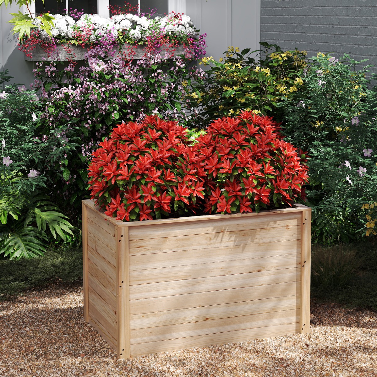Erhöhtes Hochbeet Holz Gartenbeet tief Pflanzkasten mit offenem Boden 100 x 64 x 65,5 cm Natur Erhöhtes Hochbeet Holz Gartenbeet tief Pflanzkasten mit offenem Boden 100 x 64 x 65,5 cm Natur von Costway
