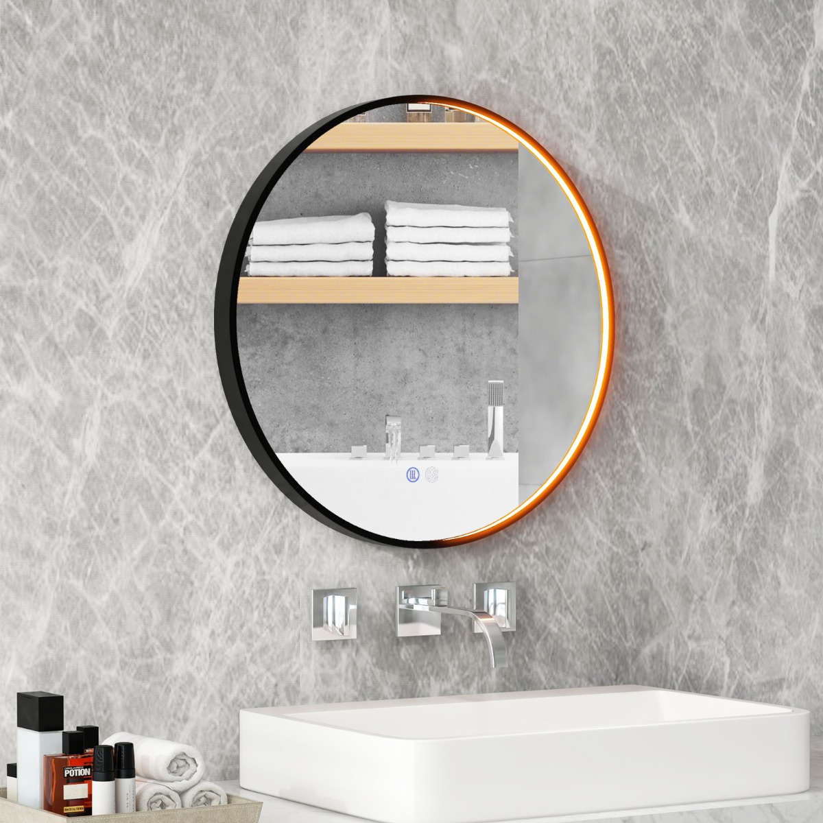 Runder Wandspiegel mit 3 Farben & Speicherfunktion Beschlagfreier Dimmbarer Badezimmerspiegel Runder Wandspiegel mit 3 Farben & Speicherfunktion Beschlagfreier Dimmbarer Badezimmerspiegel von Costway