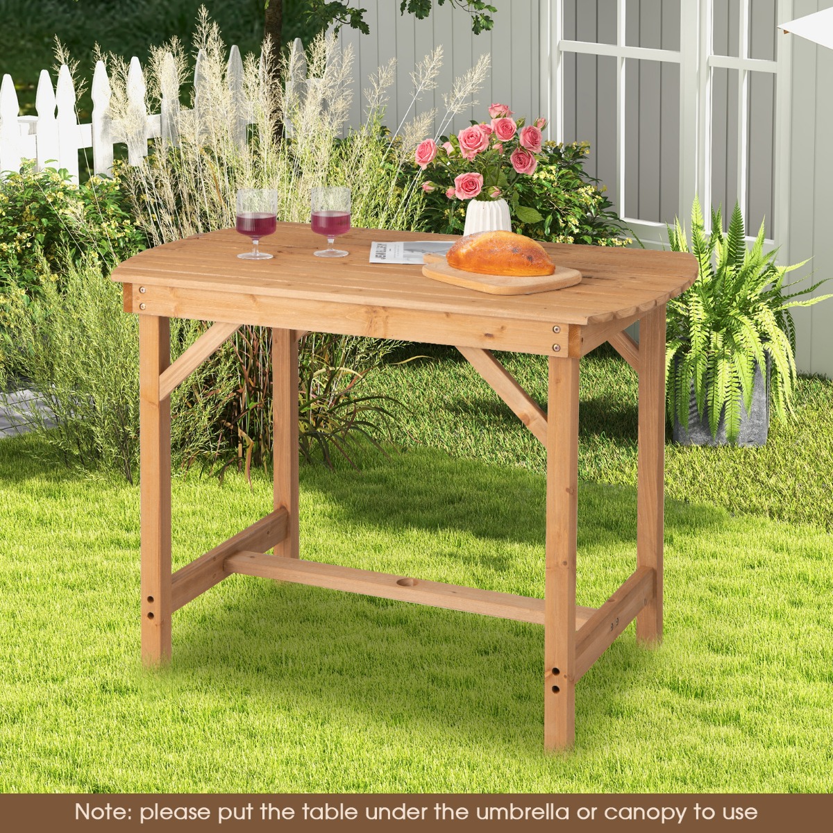 Tisch aus Tannenholz Terrassen-Esstisch 100 x 60,5 x 75 cm Natur von Costway