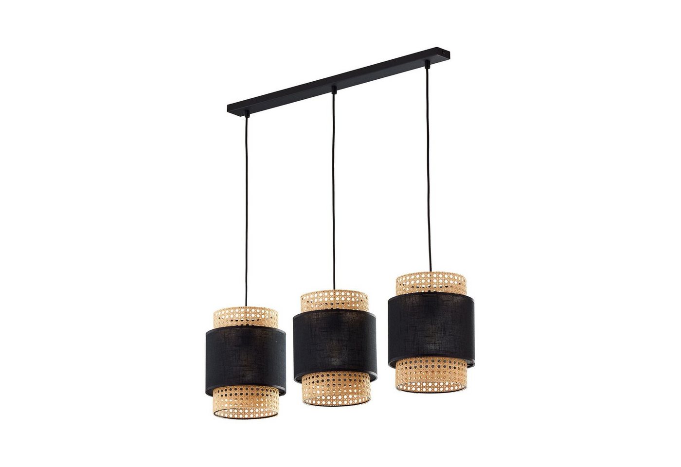 Cosy Home Ideas Hängeleuchten Hängeleuchte 3 flammig Rattan Stoffschirm Esstischlampe, ohne Leuchtmittel, Hängelampe als Esstischlampe geeignet durch gute Helligkeit von Cosy Home Ideas