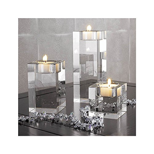 Cosy YcY Kristall-Teelichthalter, Teelichthalter für Tisch, Kerzenhalter-Set für Zuhause/Party/Hochzeit, Einweihungsgeschenk, Höhe von 6 + 8 + 12 cm von Cosy YcY