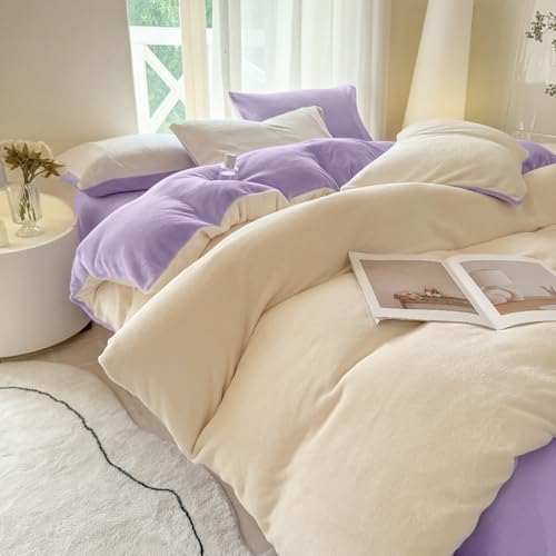 Covebett Flanell Bettwäsche 155x220 Lila Weiß Winter Warm Shaggy Coral Fleece Cashmere Touch Kuschelig Wendebettwäsche Flauschig Samt Biber Bettbezug mit Reißverschluss und 1 Kissenbezug 80x80cm Covebett Flanell Bettwäsche 155x220 Lila Weiß Winter Warm Shaggy Coral Fleece Cashmere Touch Kuschelig Wendebettwäsche Flauschig Samt Biber Bettbezug mit Reißverschluss und 1 Kissenbezug 80x80cm von Covebett