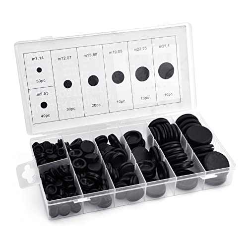 Cozlly 170 Stück Gummitülle Set, Gummi Kabeldurchführung wasserdicht, Blindstopfen Gummi, Gummistopfen Schwarz, Dichtungsring für Draht, Stecker, Kabel, Wasserleitung, Pumpe, Auto von Cozlly