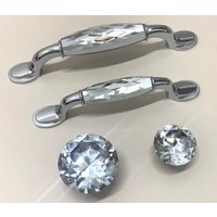 3.75" 5" Klar Silber Schubladengriff Pull Crystal Glas Kommode Knauf Küchenschrank Schrank Türgriff Möbelknopf Chrom 96 128mm von CozyChiccc