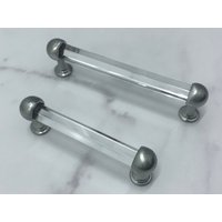 3.75" 5" Klare Kristall Glas Schublade Kommode Pull Kitchhen Schrank Türgriff Garderobe Knauf Gebürstet Nicekl Silber Schlicht 96 128mm von CozyChiccc