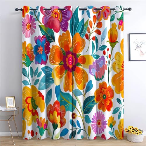 Vorhang Blickdicht Thermovorhang Mexikanischer Stil Blumen Muster Gardinen Wohnzimmer Vorhänge Kinderzimmer Geräuschreduzierung Dekoration für Schlafzimmer Wohnzimmer Küche Fenster Bunt 160 x 70 cm Vorhang Blickdicht Thermovorhang Mexikanischer Stil Blumen Muster Gardinen Wohnzimmer Vorhänge Kinderzimmer Geräuschreduzierung Dekoration für Schlafzimmer Wohnzimmer Küche Fenster Bunt 160 x 70 cm von CozyRest