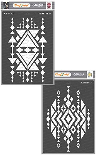 CrafTreat Mandala schablonen zum malen An leinwand, holz, papier kunst, wand, scrapbooking Und bullet journal -A4 Size-2pcs-wiederverwendbar Aztec designs schablonen textilgestaltung für handwerk von CrafTreat