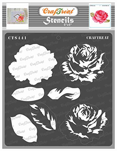 CrafTreat blume Layered schablonen zum malen An leinwand, holz, papier kunst, wand, boden, scrapbooking Und bullet journal - 6X6 inches - wiederverwendbar diy rosen airbrush schablonen für handwerk von CrafTreat