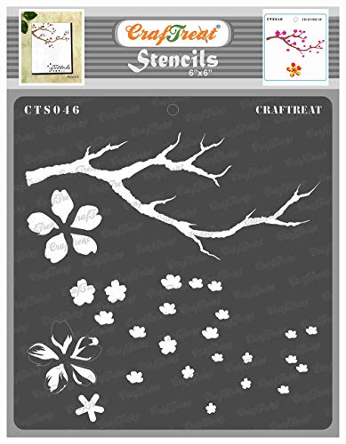 CrafTreat Schichtschablonen zum Basteln,wiederverwendbar,Vintage-Kirschblütenbaum-Größe:(15x15 cm)-Schichtschablonen für die Kartenherstellung – Astschablonen zum Malen auf Beton, Leinwand, Holz von CrafTreat