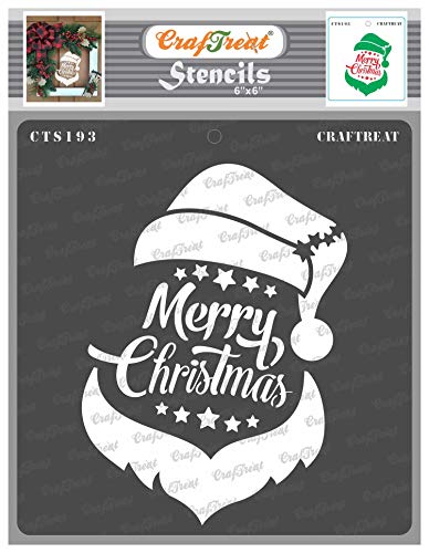 CrafTreat Santa Stencil for Crafts Reusable Vintage - Santa Christmas - Size: 15 x 15 cm - Christmas Theme Stencils for Furniture Painting - Santa Head Stencil for Painting on Concrete, Canvas, Fabric von CrafTreat
