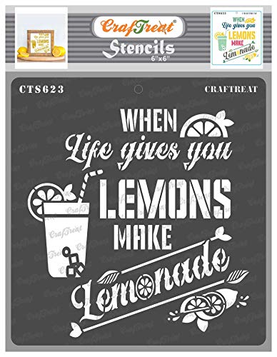 CrafTreat Zitrone-Zitat-Schablonen-Das Leben gibt dir Zitrone(15cms x 15cms)wiederverwendbare schablonen für Malen auf Holz,Leinwand,Papier,Stoff,Boden,Wand und Fliesen DIY-Kunst und Bastelschablonen von CrafTreat