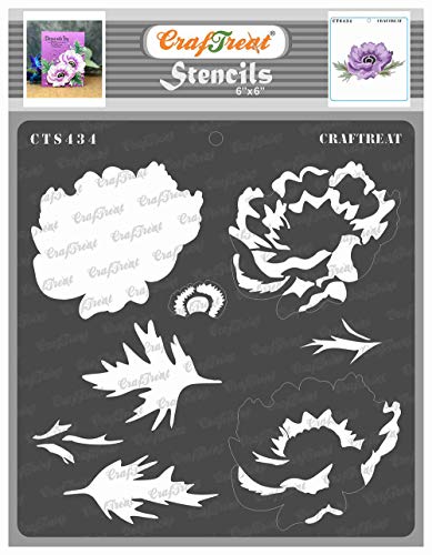 CrafTreat blume Layered schablonen zum malen An leinwand, holz, papier kunst, wand, boden, scrapbooking Und bullet journal - 6X6 inches - wiederverwendbar diy Anemone airbrush schablonen für handwerk von CrafTreat