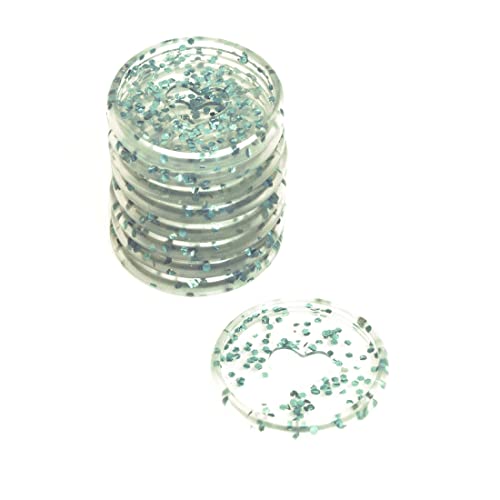 Craftelier - Plastik Glitter Scheiben Ringe M für Scrapbooking Bindung für Planer, Agenden, Notizbücher oder Alben | Packung mit 9 Stück 35mm Durchmesser - Glitter Türkis Farbe von Craftelier