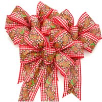 Lebkuchen Weihnachten Dekorative Schleifen/Set 3 Weihnachtsbaumschleifen Laternenschleifen Rot Und Weiße Gingham Weihnachtsschleifen von CraftsbyBeba
