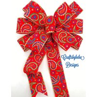 Paisley Samt Jeweltones Kranz Schleife/Weihnachten Rote Baumspitze Dekorative von CraftsbyBeba