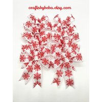 Schneeflocken Weihnachtsbaumschleifen/Set 8 Bögen Weihnachten Rote Und Weiße Dekorschleifen Weihnachtsschleifen von CraftsbyBeba