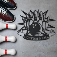 Bowling Metall Schild Kunst, Wandkunst, Sport Wandbehang Zur Dekoration, Wandkunst Wohnkultur von CratifyCreations