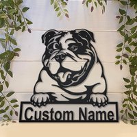 Bulldogge Metallschild Art V2, Custom Metallschild, Hundename Schild, Wandbehang, Zeichen von CratifyCreations